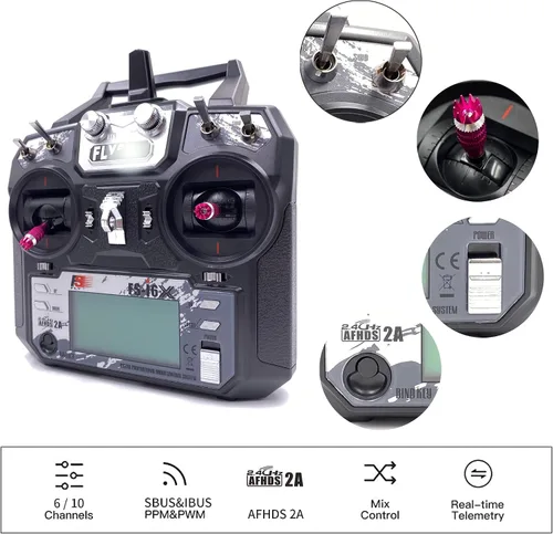 Vista 2 de DTXMX Flysky FS-i6X 6-10CH Transmisor RC y receptor FS-iA6B 6CH 2.4GHz