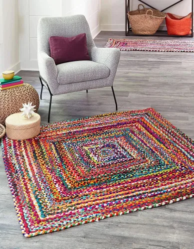 Vista 20 de Unique Loom Colección Trenzada Chindi - Alfombra de área (1 pie 2 pulgadas x 6 pies 1 pulgada, pasillo, multi/azul)
