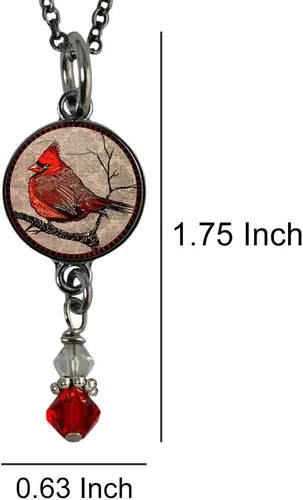 Vista 6 de Lola Bella Gifts and Spirit Lala - Collar cardenal reversible con almas de plumas rojas con parte trasera Love Never Dies y tarjeta de poema, caja