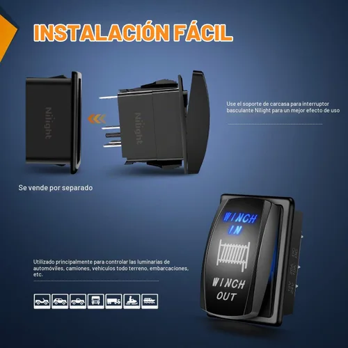 Vista 8 de Nilight 90005B Interruptor Basculante Láser Momentáneo de 7 Pines para Cabrestante en Kit de Arnés de Cableado para Cabrestante 20A/12V 10A/24V Azul