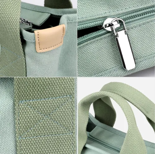 Vista 6 de Bolso pequeño con cremallera para mujer, bolso de lona con bandolera, bolso de hombro, bolso de mensajero, bolso tipo hobo 2025 de Halemet