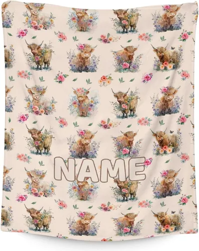 Vista 19 de Mercuryelf Highland Cow - Manta suave, mullida y cálida, 30 x 40 pulgadas, manta pequeña para regazo y cuna, color beige, bonito regalo para bebé