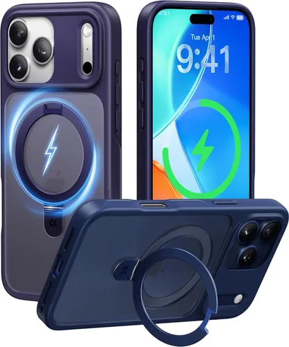 Vista 13 de CASEKOO - Funda diseñada para iPhone 14 Pro con soporte magnético invisible [protección contra caídas de grado militar] [compatible con MagSafe]