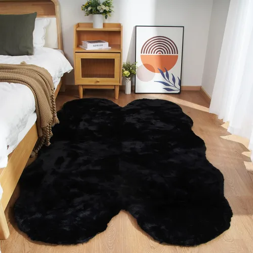 Vista 90 de Ghouse Alfombra ultrasuave de pelo sintético de conejo 2x3, alfombras lavables a máquina para dormitorio, alfombras esponjosas para sala de estar