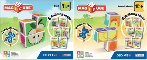 Vista 2 de Geomag MagiCube - Cubos magnéticos apilables para construcción, frutas y animales