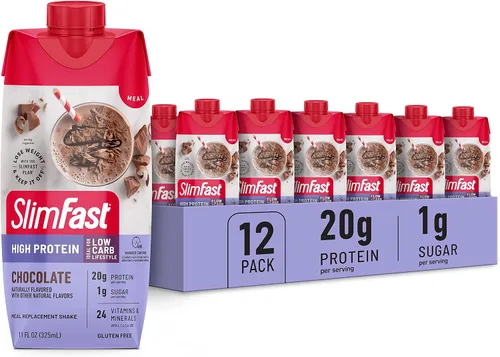 Vista 2 de SlimFast Protein Shake & Atkins Milk Chocolate Delight - Batido de proteínas, 0.55 onzas de proteína, bajo índice glucémico, 0.07 oz