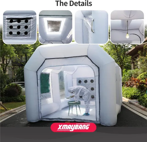 Vista 4 de Xmaybang Cabina de pintura inflable de 13 x 6.5 x 8.2 pies con 2 sopladores, cabina de pulverización inflable, estación de trabajo profesional