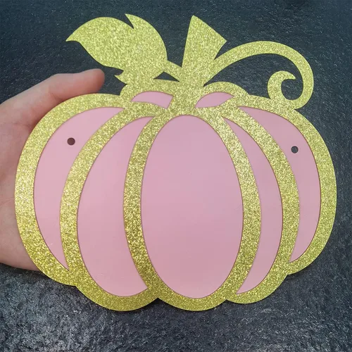 Vista 7 de Cartel dorado con purpurina de una pequeña calabaza y decoración para tartas, decoraciones de baby shower para niñas, suministros de fiesta