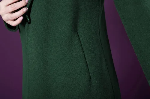 Vista 2 de Aprsfn Elegante abrigo de mezcla de lana de longitud media para mujer, a prueba de viento