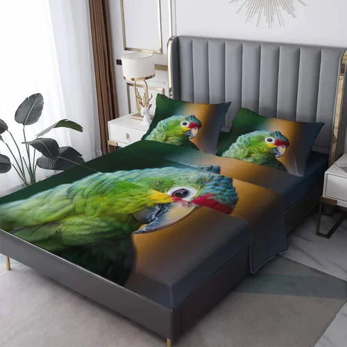 Vista 8 de Bald Eagle - Juego de sábanas de tamaño individual, sábanas de pájaros, sábanas y fundas de almohada estampadas de 3 piezas, sábana bajera ajustable