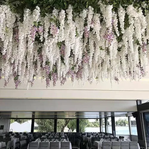 Vista 5 de Paquete de 12 guirnaldas de vides de flores de glicina, cuerdas de flores artificiales de 3.75 pies, flores colgantes falsas, flores de guirnalda