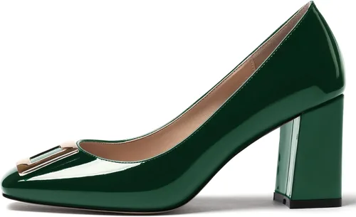 Vista 2 de WAYDERNS Zapatos de tacón alto con puntera cuadrada para mujer, de 3 pulgadas