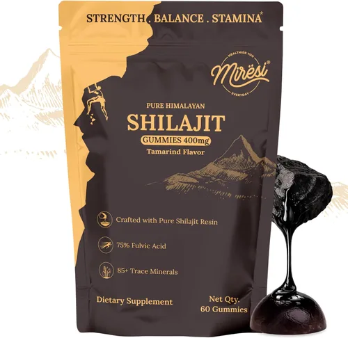 Vista 12 de Miresi Gomitas Shilajit - Sabor a arándanos Ricas en ácido fúlvico y más de 85 minerales traza Apoya la energía, la resistencia