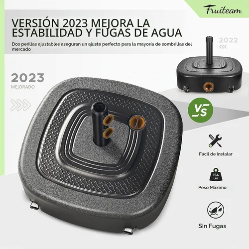 Vista 9 de FRUITEAM Base de sombrilla móvil rellenable de capacidad de 154 libras con 4 ruedas, resistente al viento, resistente al viento, soporte de mercado
