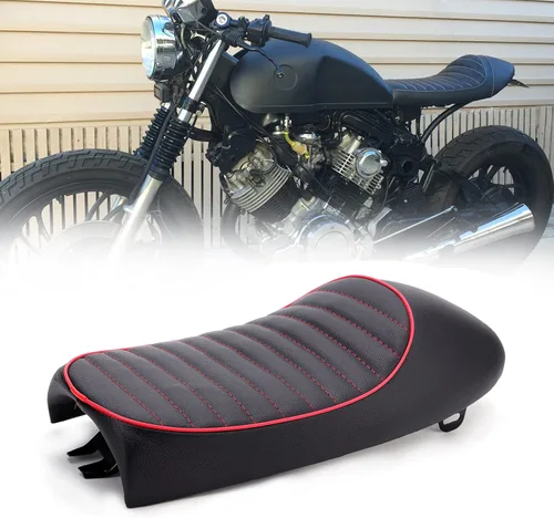 Vista 5 de Sillín universal de motocicleta plano y con joroba Cafe Racer, acolchado, estilo vintage, para KZ400, KZ550, K750, Z650, W650, CB100, CB125, CB175