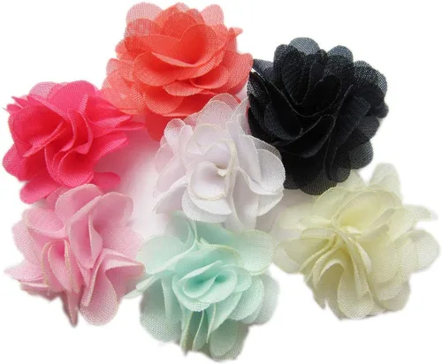 Vista 11 de YYCRAFT Paquete de 30 diademas de flores de gasa de 2 pulgadas, color rosa bebé