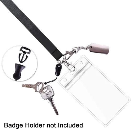 Vista 6 de Cordones de identificación negros para portatarjetas de identificación, cordones negros de seguridad para llaves, mujeres, hombres, cordón