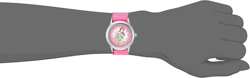 Vista 2 de Disney Princess - Reloj analógico de nailon de cuarzo para niños de acero inoxidable, Rosado, Classic