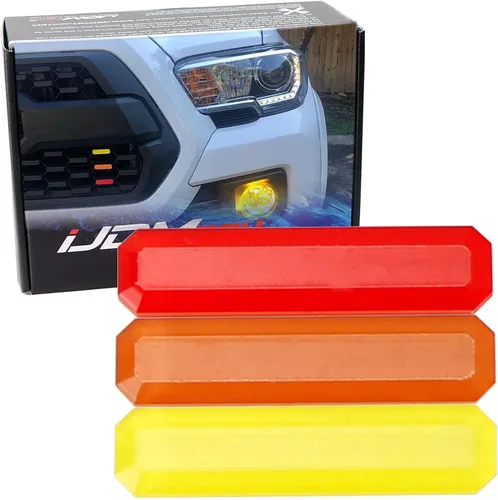 Vista 10 de iJDMTOY Adhesivo para rejilla de 3 colores, estilo retro, color blanco, azul, azul marino, compatible con Toyota Tacoma 2016-23 con rejilla TRD-Pro