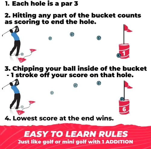 Vista 3 de bucketgolf Juego de bolas extra de tamaño y peso oficiales (paquete de 6) – Bolas de repuesto que funcionan para todos los juegos de golf de césped.