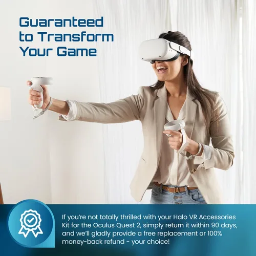 Vista 7 de Halo VR for Meta Quest 2 Accessories Bundle - Head Strap Plus 2 Knuckle Straps 2 Anti-Drop Wristbands - Adjustable for Ultimate Comfort OculusMeta