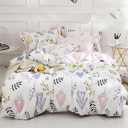 Vista 59 de Juego de funda de edredón blanca con estampado floral azul, juego de ropa de cama de algodón suave estilo bohemio, juego de ropa de cama estética