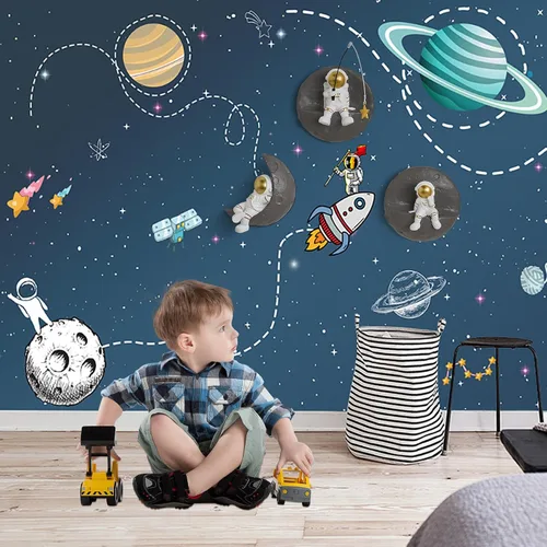 Vista 7 de Octdays 3 piezas de astronautas decoración de pared espacial, decoración moderna para el hogar, decoración de pared 3D, decoración de pared