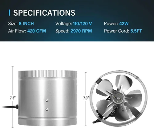 Vista 4 de iPower GLFANXBOOSTER4 Booster - Secadora con ducto de ventilación en línea