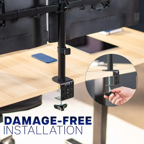 Vista 8 de VIVO Soporte de escritorio con LED LCD dual de 21 a 32 pulgadas, resistente, brazos telescópicos ajustables, configuración de pared empotrada, se