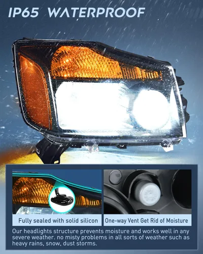 Vista 4 de Ensamble de faros Nilight Compatible con 2004 2005 2006 2007 2008 2009 2010 2011 2012 2013 2014 2015 Nissan Titan Armada Faros de Repuesto Carcasa