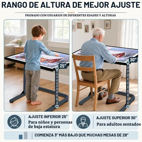 Vista 5 de Puzzle table with drawers 1500pcs with Adjustable height & up angles