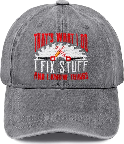 Vista 2 de Bordado That's What I Do I Fix Stuff & I Know Things Vintage Cotton Washed Hat Ideas Cumpleaños