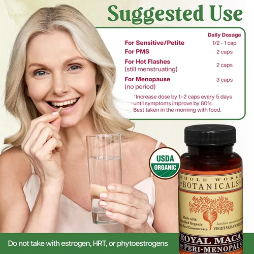Vista 5 de Whole World BOTANICALS Maca Real para Peri-Menopausia, 60 CT