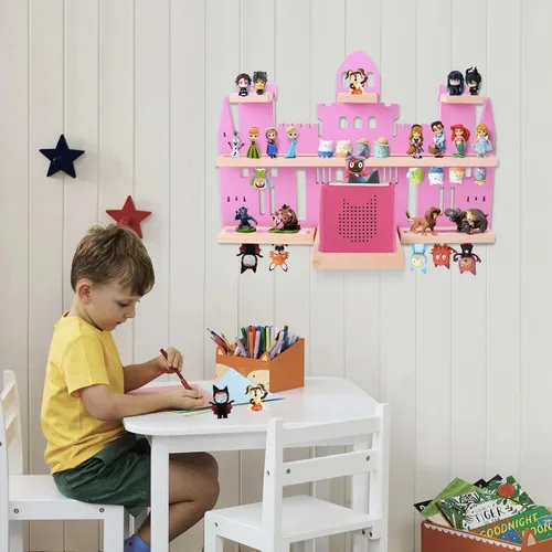 Vista 2 de Givilio Estantería de Tonie en forma de Castillo para Toniebox, Juego de Estanterías de Tonie Montadas en la Pared, Almacenamiento de Figuras Tonie