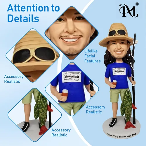Vista 4 de Bobblehead personalizada - Figura personalizada para hombres, escultura personalizada hecha a mano de la foto, regalo único para marido, papá
