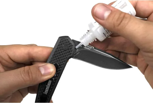 Vista 2 de Kershaw Aceite para cuchillos, botella dispensadora de gotas de 0.4 fl oz, para mantenimiento de cuchillos, limpieza, prevención de óxido