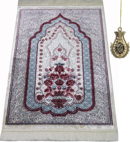 Vista 9 de Modefa Alfombra de oración de terciopelo islámico turco, alfombra de oración para hombres y mujeres, diseño tradicional musulmán Janamaz Sajada