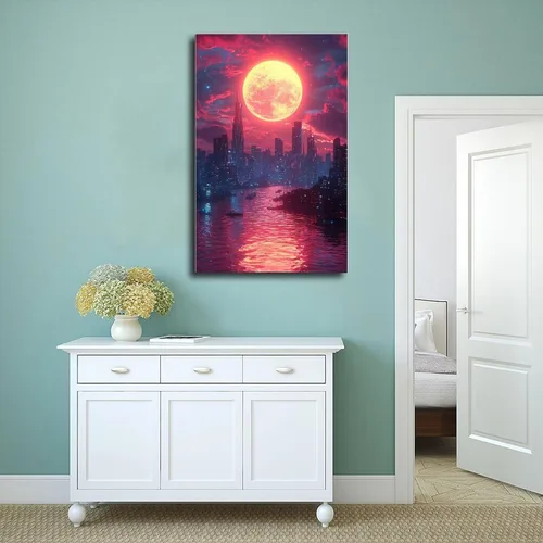 Vista 4 de XAHOR Vaporwave Wall Art – Retro Futuristic Neon Synthwave Print for Modern Home Decor Canvas Posters Wall Art Bedroom Office Room Decor Gift