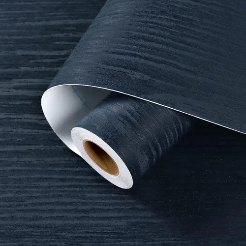 Vista 8 de Papel de contacto de madera azul marino de 24 x 315 pulgadas para armarios de escritorio, papel tapiz autoadhesivo de grano de madera, papel tapiz