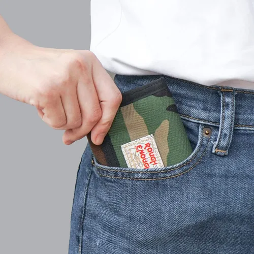 Vista 8 de Rough Enough - Cartera de camuflaje para niños y adolescentes con llavero de cordón triple