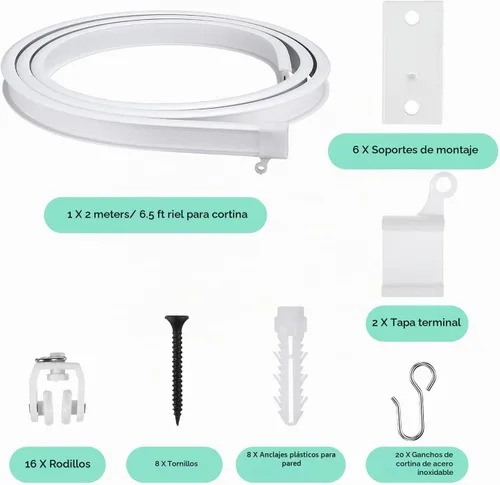 Vista 2 de Jetec - Cortina de techo flexible y flexible, 6.5 pies, 6.6 ft, color Blanco
