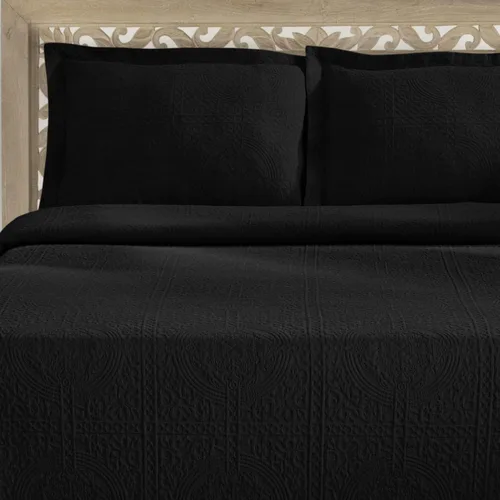 Vista 5 de BLUENILEMILLS BNM - Juego de 3 colchas de Matelasse, ropa de cama de gran tamaño, suave, transpirable, ligera, con juego de edredón de algodón