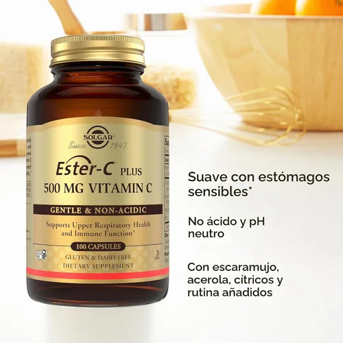 Vista 6 de Solgar Ester-C Plus 500 mg de vitamina C (complejo de ascorbato), 100 Suave y no ácido, antioxidante y apoyo inmunológico - Vegano, sin gluten