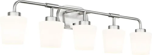 Vista 22 de AD-22004-2W-SN - Lámparas de baño sobre espejo, 2 luces de níquel cepillado con vidrio blanco leche, apliques de pared vintage de granja