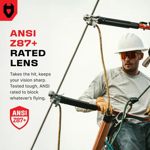 Vista 3 de NoCry Lentes de sol ANSI Z87 para hombres o mujeres con protección contra arañazos y 100% UV, lentes de seguridad teñidas con lentes de alto