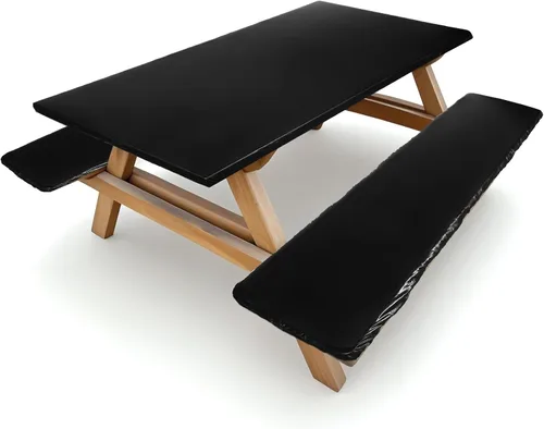 Vista 12 de Funda de mantel ajustable de 3 piezas para mesa de pícnic y bancos, para mesa de 6 pies, 30 x 72 pulgadas, vinilo con bordes elásticos ajustables
