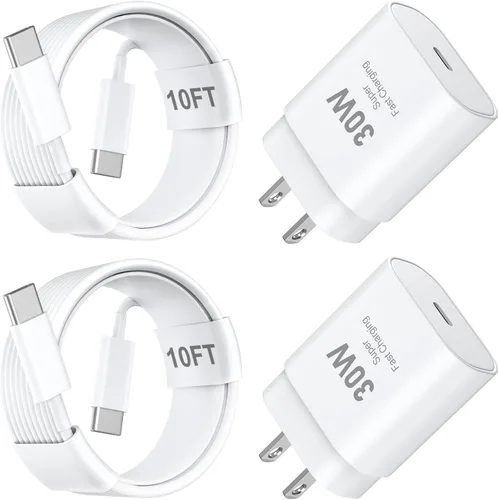 Vista 20 de Cargador para teléfono 17, 16, 15 Pro Max, carga rápida PD de 30 W, cable de carga para iPhone 17 de 6 pies (65 W/3 A), cable largo USB C con iPhone