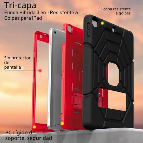 Vista 3 de Grifobes - Funda para iPad de 9.ª generación, para iPad de 8.ª/7.ª generación 2021/2020/2019, funda protectora resistente de 10.2" con soporte