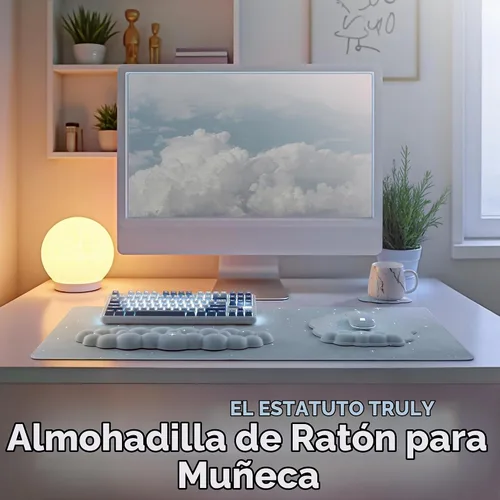 Vista 3 de Juego de Reposamuñecas para Teclado y Mouse de Calidad Premium en Forma de Nube – Accesorios de Escritorio Ergonómicos de Espuma Viscoelástica