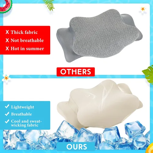 Vista 3 de Hahafelt Funda de almohada refrescante para el cuello cervical (solo funda de almohada) Funda de almohada ergonómica con cremallera, funda